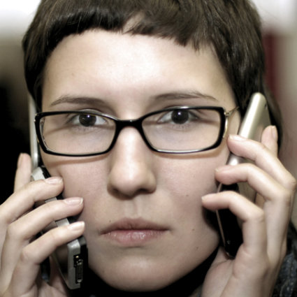 Woman concerned on phones